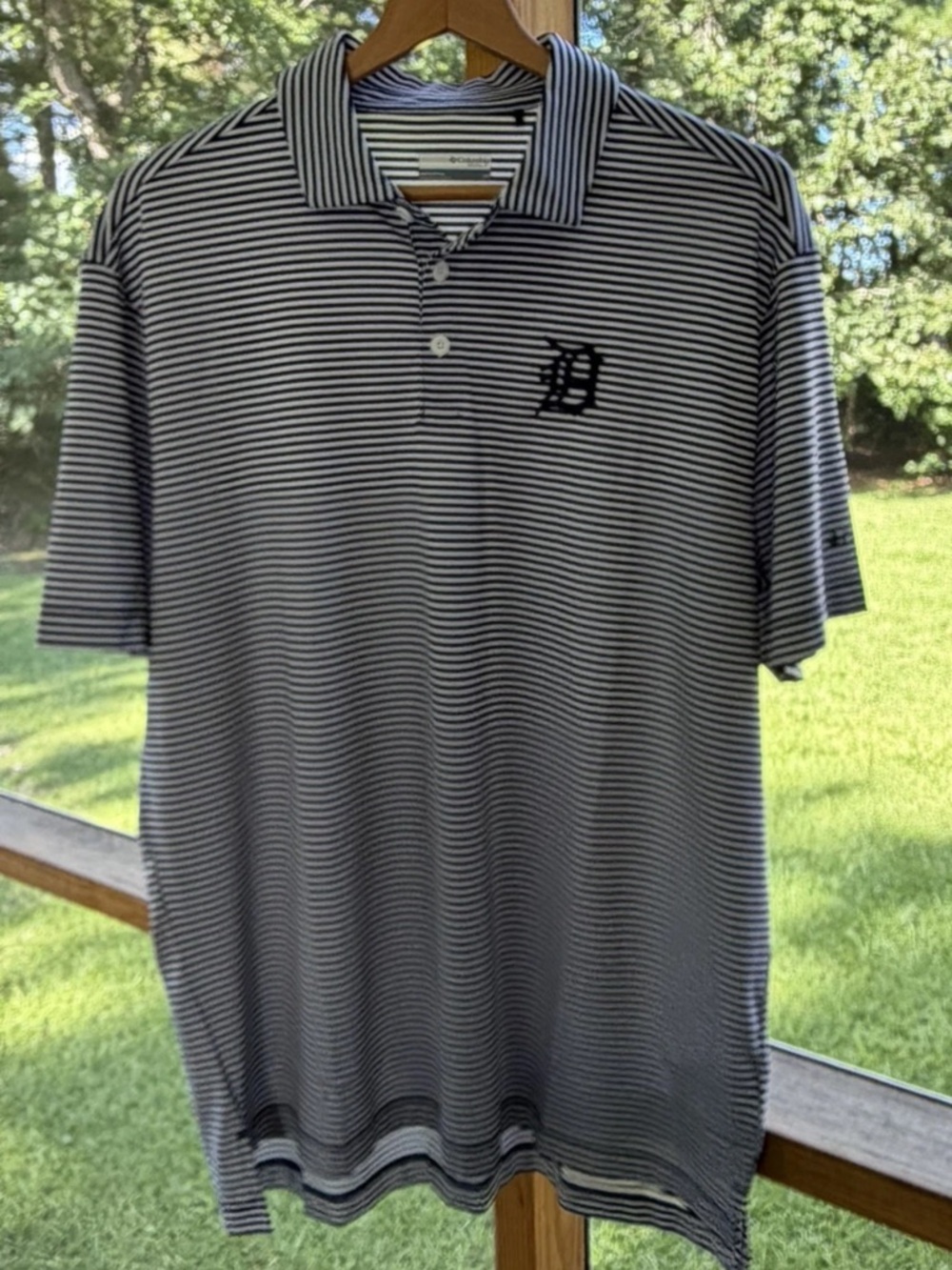 Columbia Golf Omni Wick Detroit Tigers Striped Club Invite Polo Men's Large